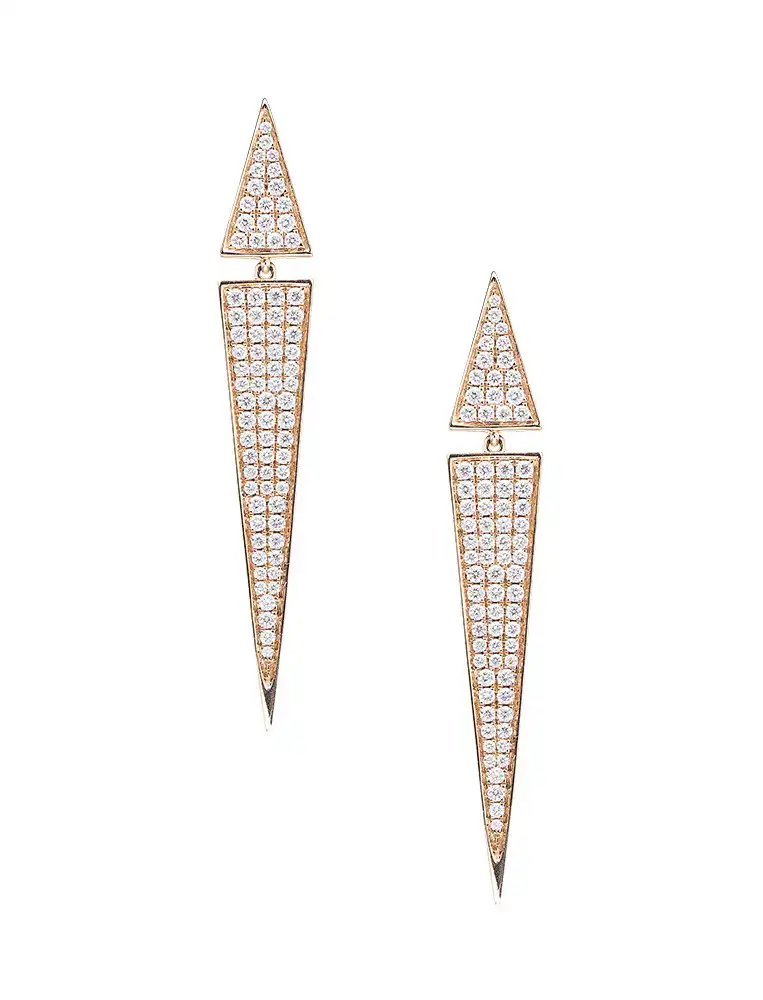 Asymmetric Pave Diamond Triangle Earrings