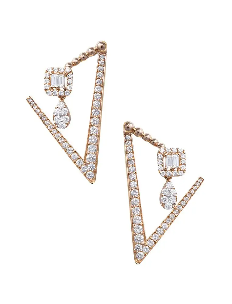 Asymmetric Triangle Diamond Earrings