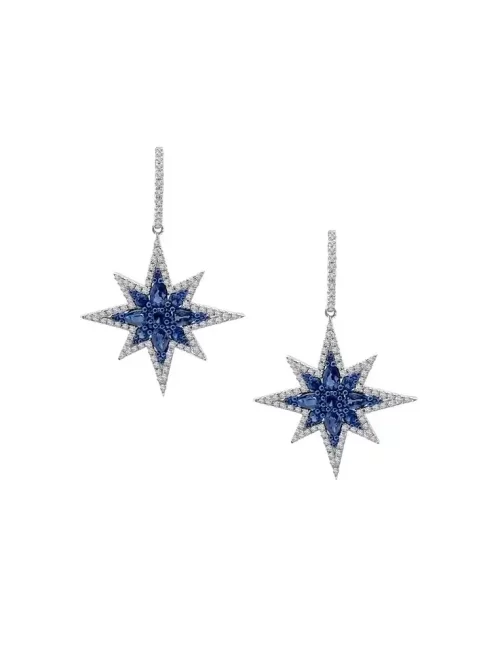 Fancy Sapphire And Diamond Star Earrings