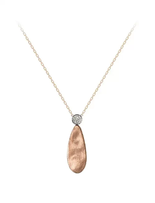 BRUSHED GOLD AND DIAMOND DROP PENDANT