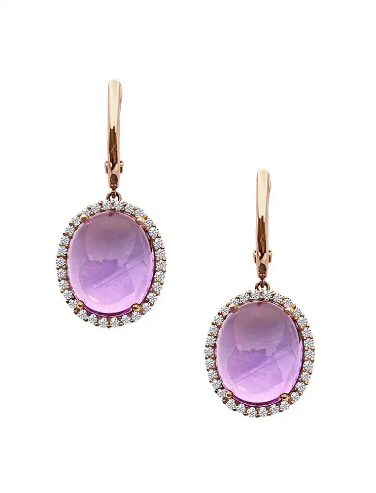 Diamond And Amethyst Drop Earrings , holiday gift