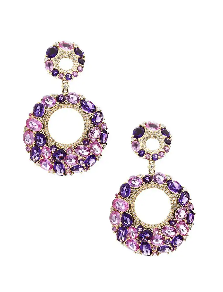 Diamond And Fancy Gem Collection Disc Earrings