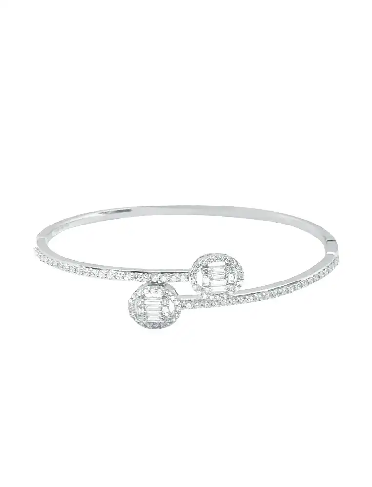 DUET BAGUETTE AND WHITE GOLD BANGLE