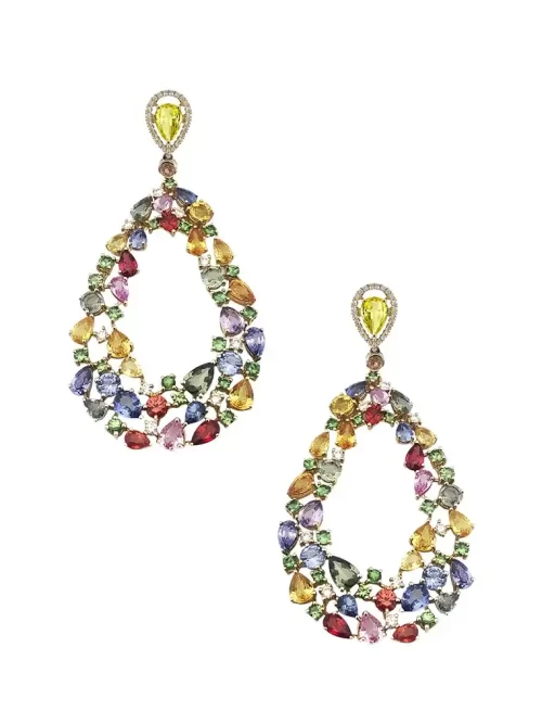 Fancy Cut Sapphire Collection Pear Drop Frame Earrings