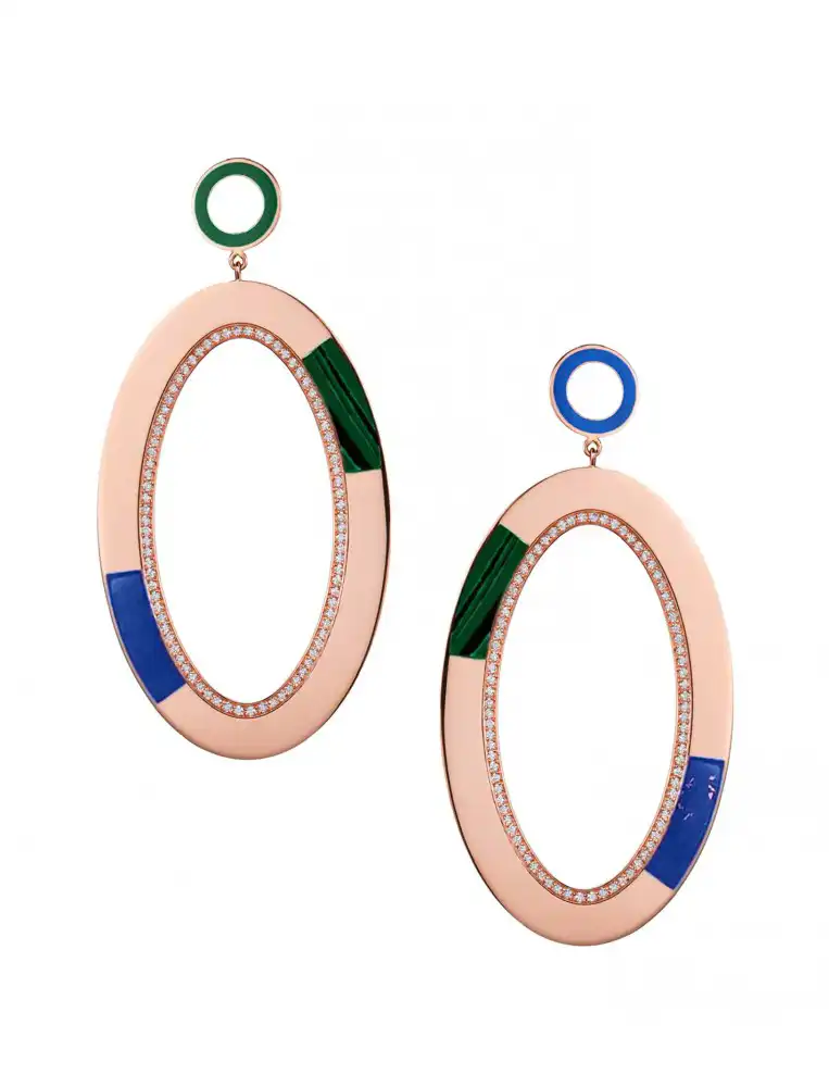 Kroll Collection Blue Lapis And Green Malachite Earrings