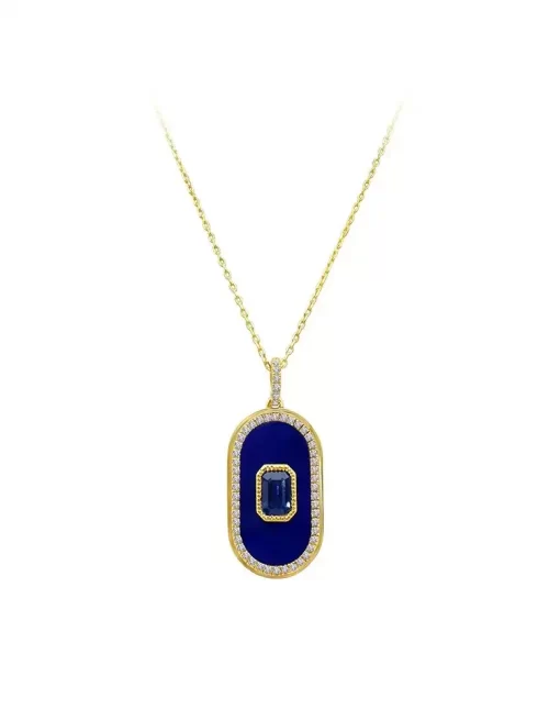 Lapis And Sapphire Yellow Gold Pendant