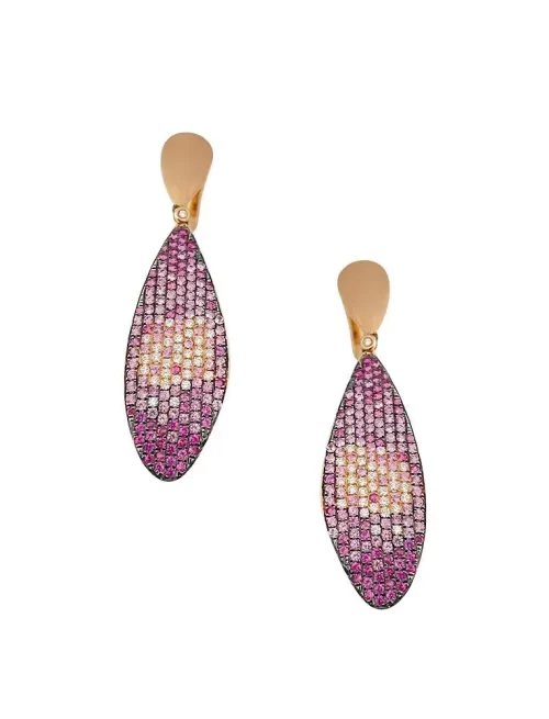 Pink Sapphire And Fancy Diamond Earrings