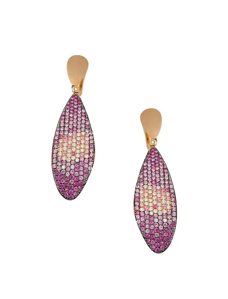 Pink Sapphire And Fancy Diamond Earrings