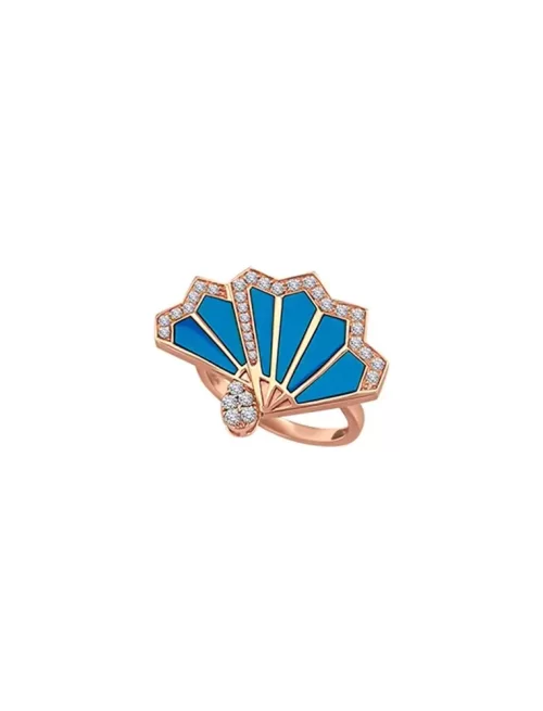 Rose Gold Diamond And Turquoise Ring