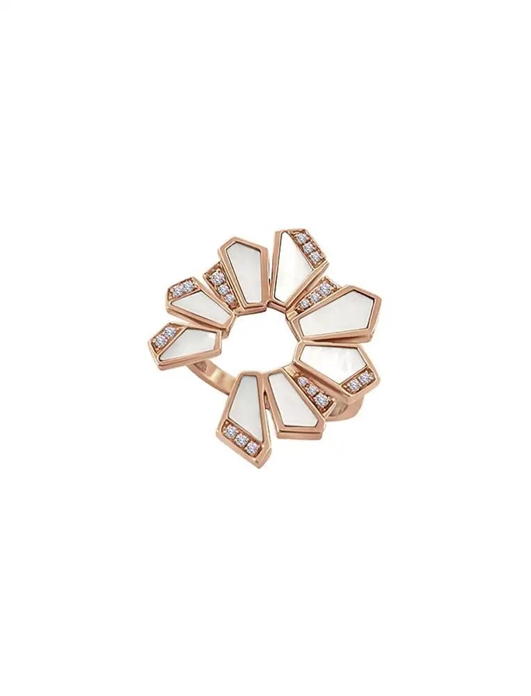 Rose Gold Floral Shell Ring