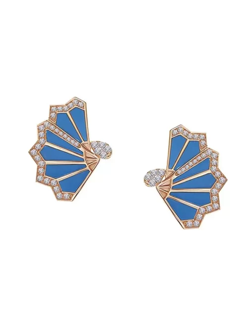 Rose Gold Turquoise And Diamond Earrings