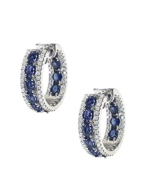 Sapphire And Diamond Hoop Earrings