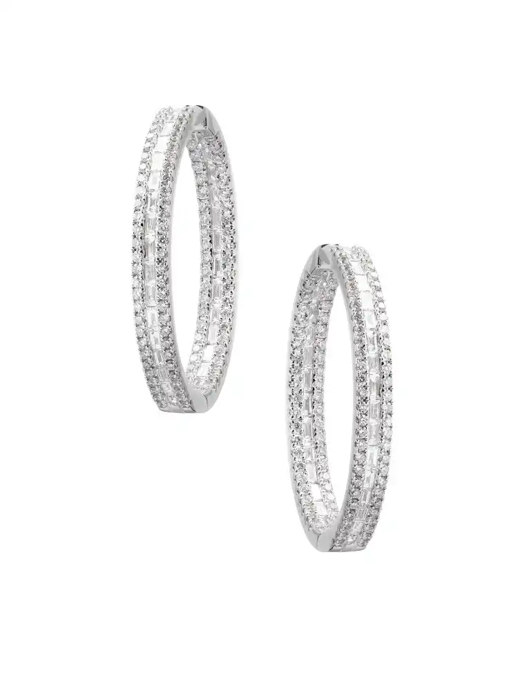 Trapeze Diamond And White Gold Hoops