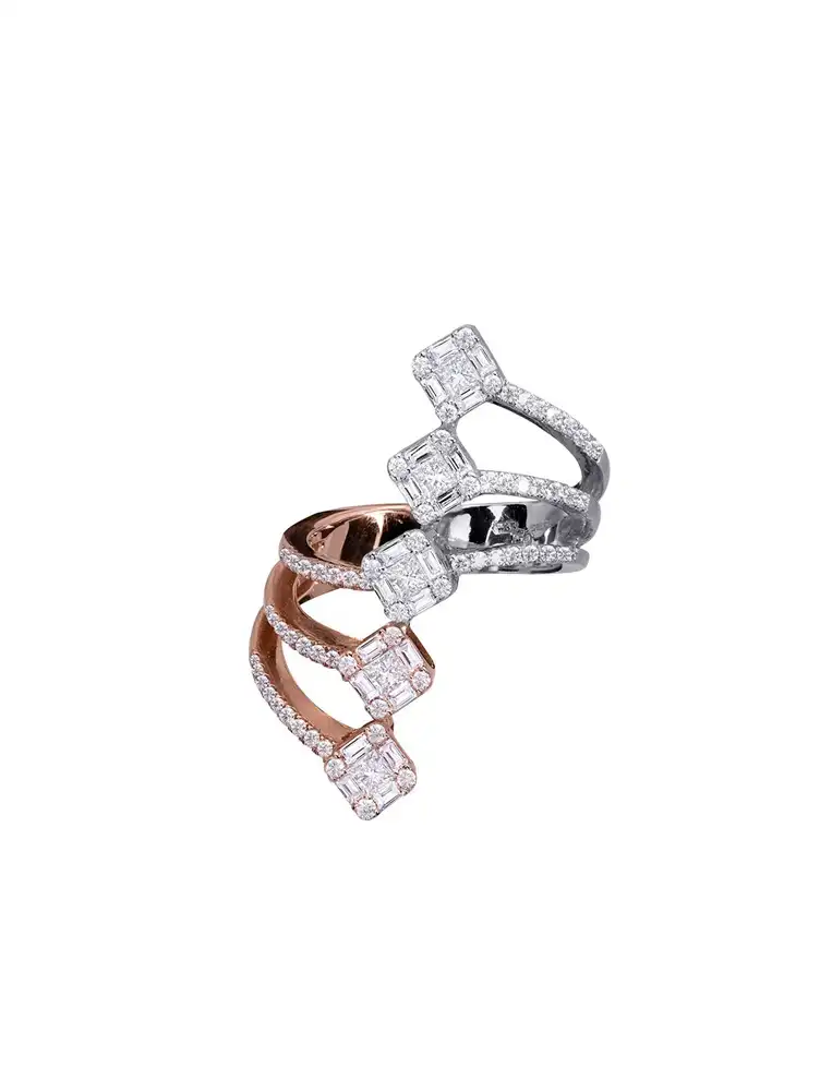 WHITE AND ROSE GOLD DUET DIAMOND RING