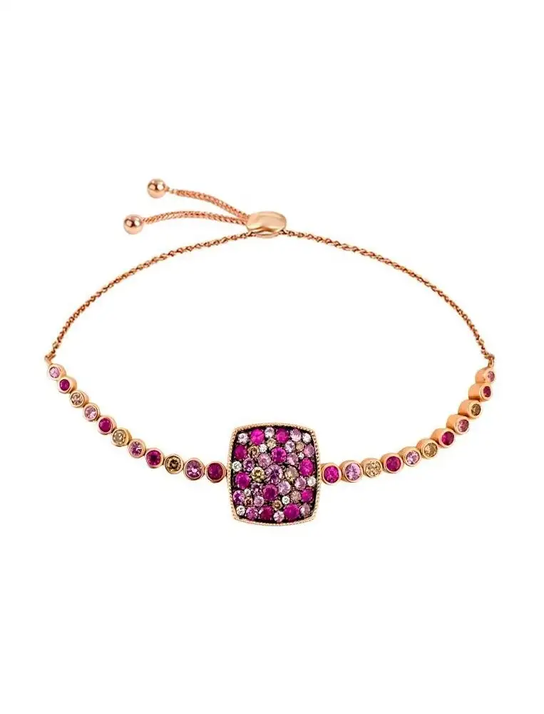 Pink Sapphire And Diamond Adjustable Bracelet.