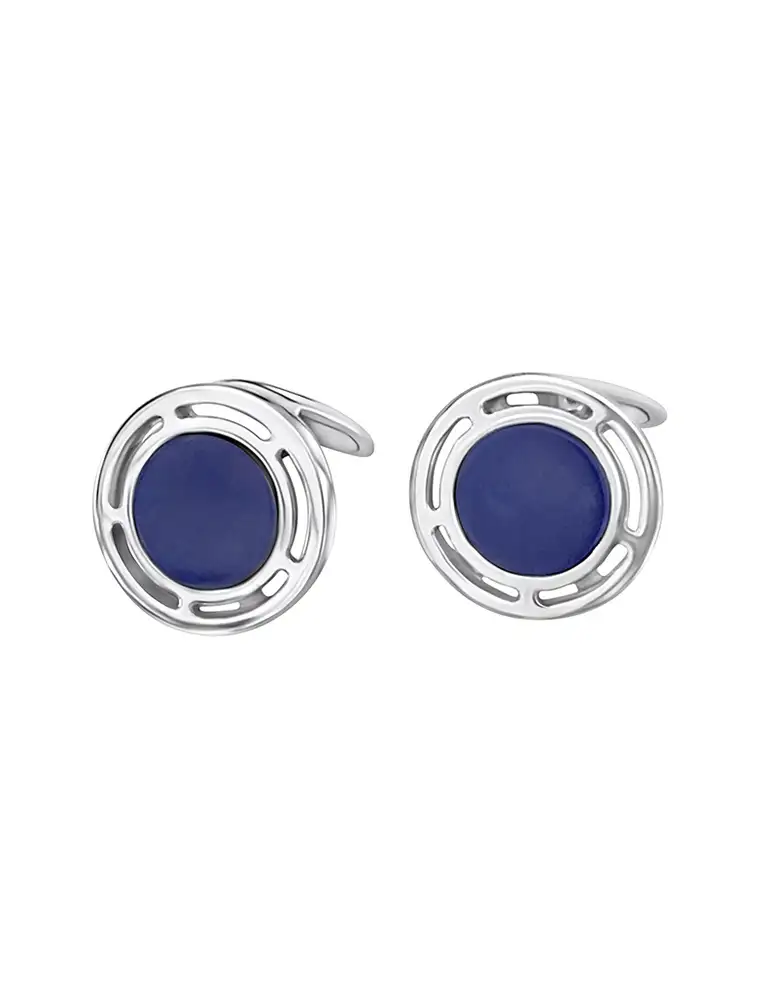 Lapis and white gold halo cufflinks