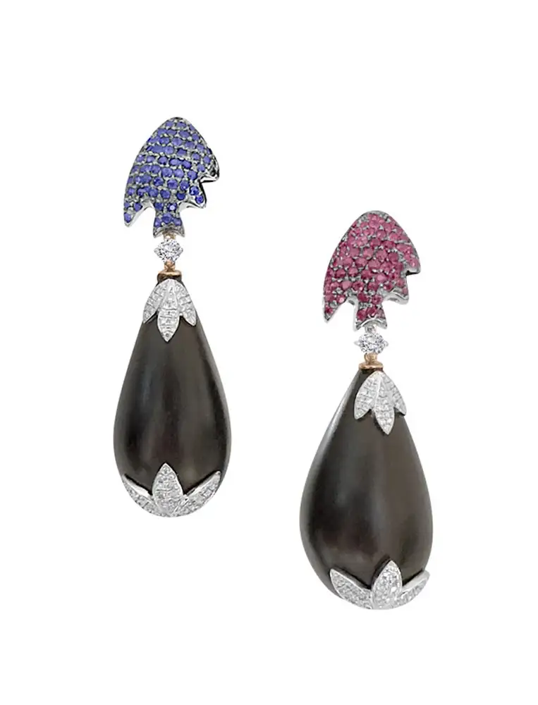 Sapphire And Diamond Ebony Drop Earrings