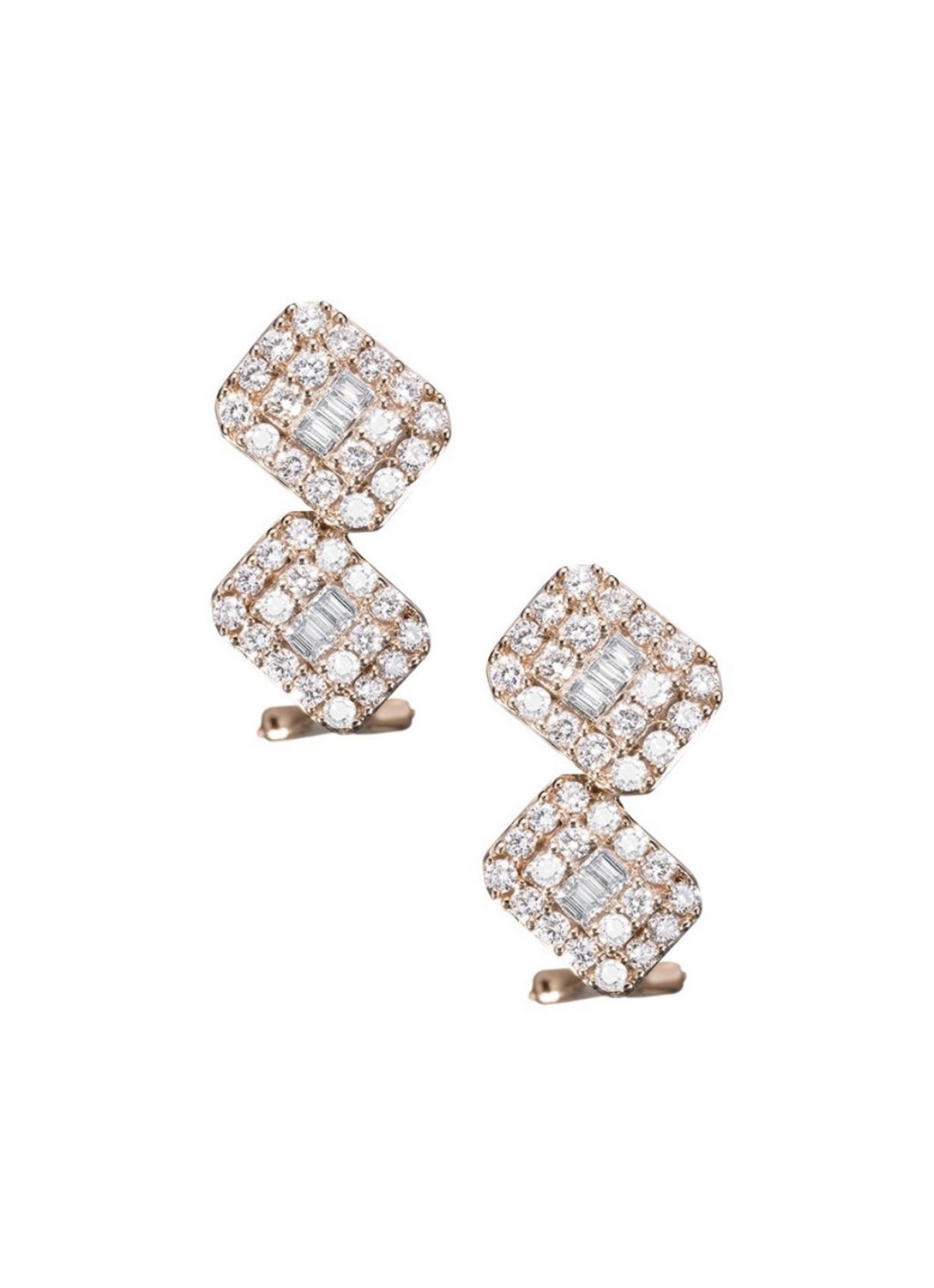 Asymmetric Diamond Baguette Earrings