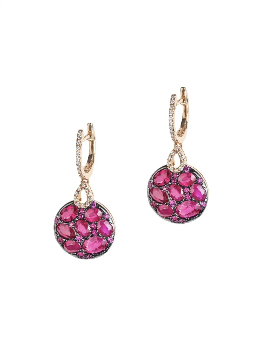Rose Gold Ruby And Diamond Earrings