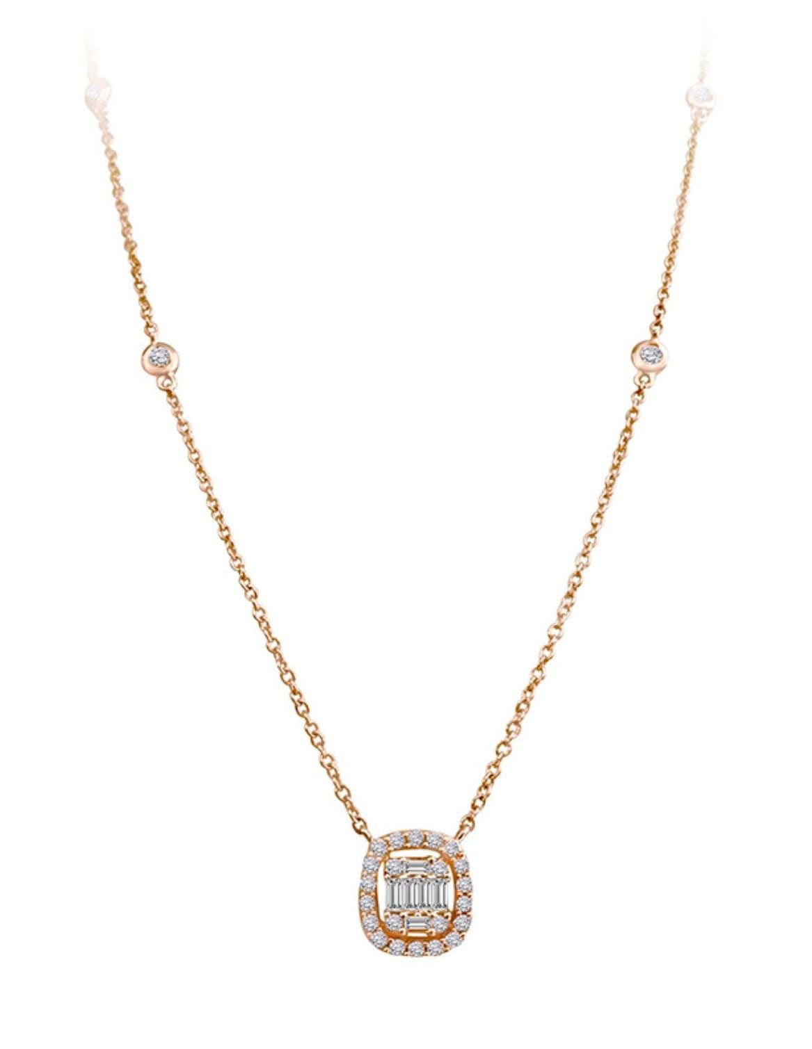 Rose Gold Diamond Illusion Necklace