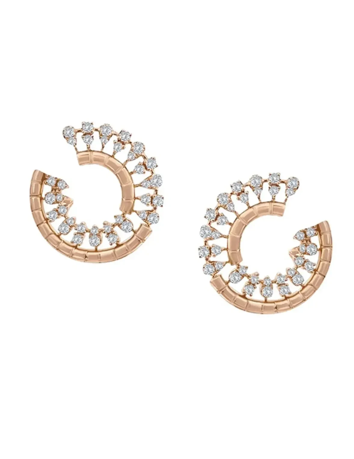 Rose Gold Diamond Shell Motif Earrings