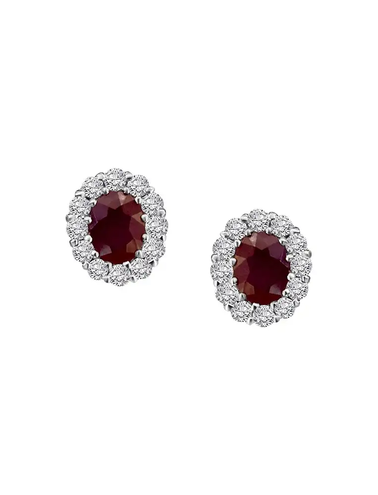 Ruby And Diamond Stud Earrings