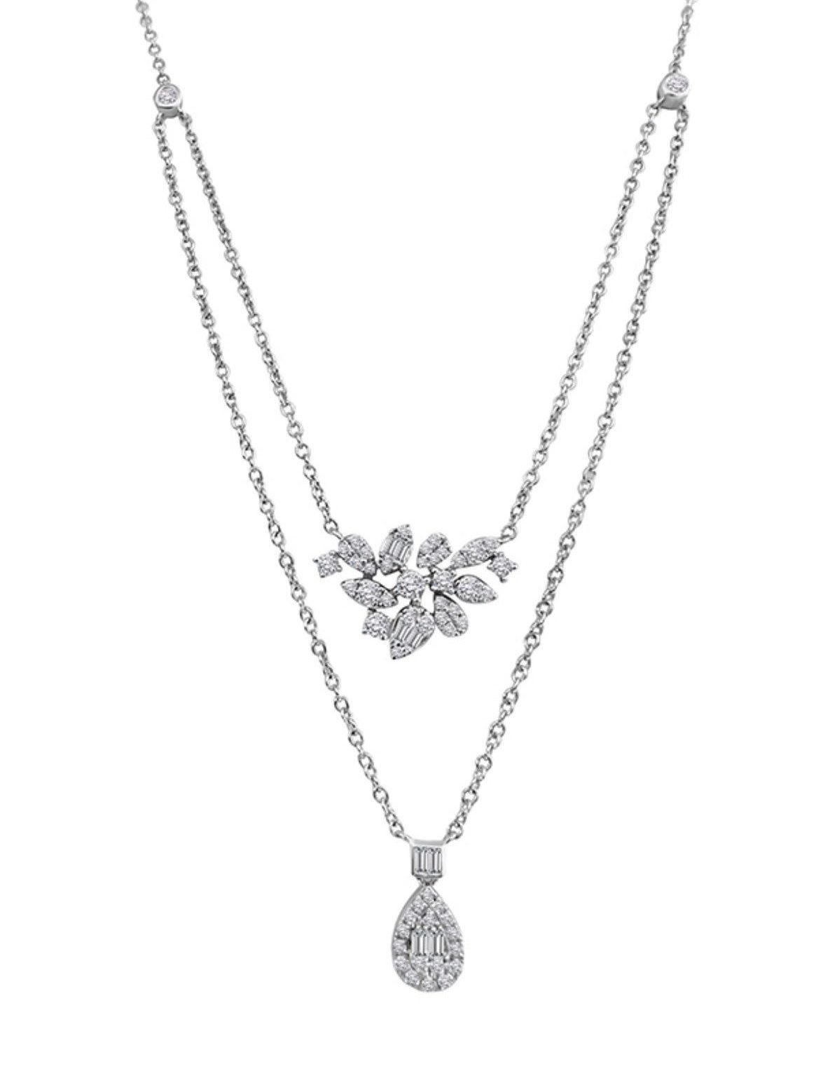 White Gold Diamond Double Chain Necklace