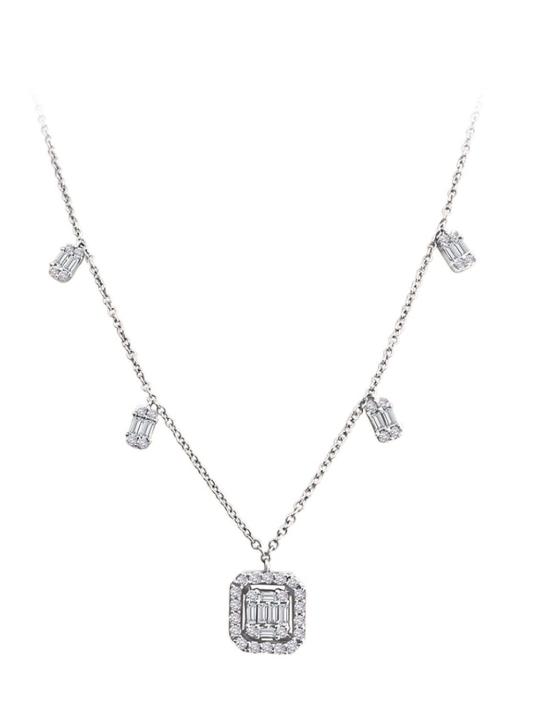 White Gold Illusion Charm Necklace