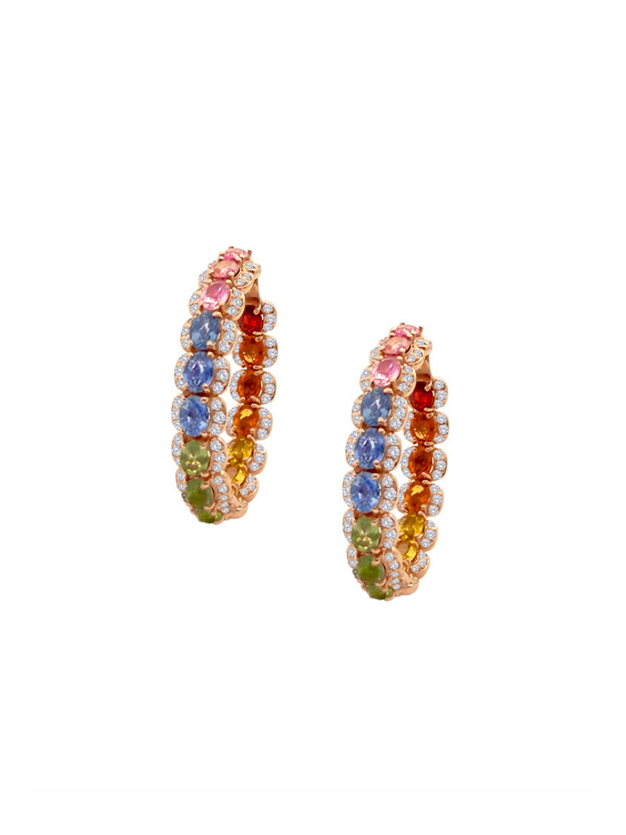 Coloured Sapphire Hoop Earrings